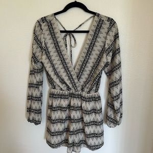 Patterned long sleeve romper